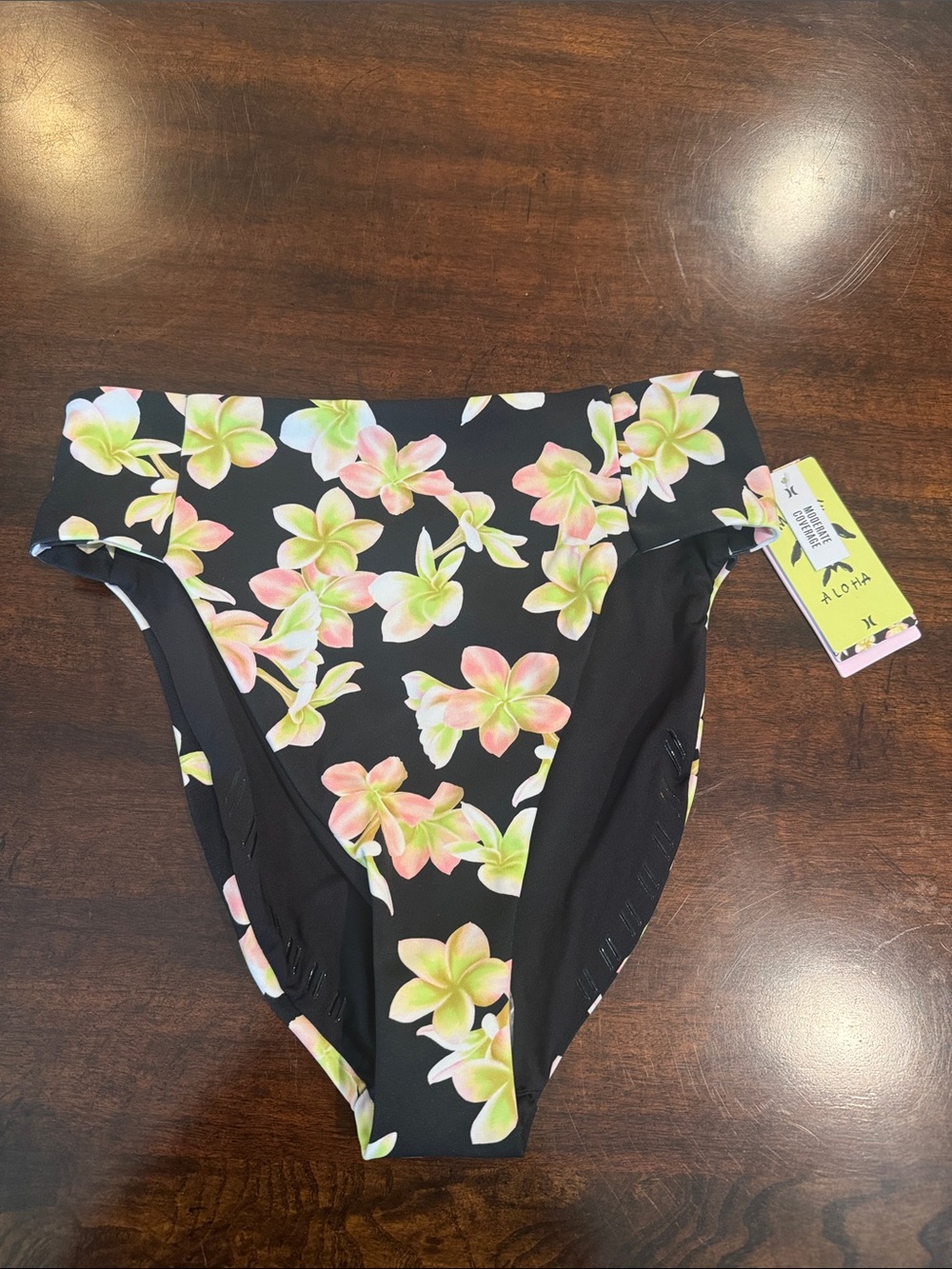 Hurley Black Floral High-Waist Bikini Bottoms